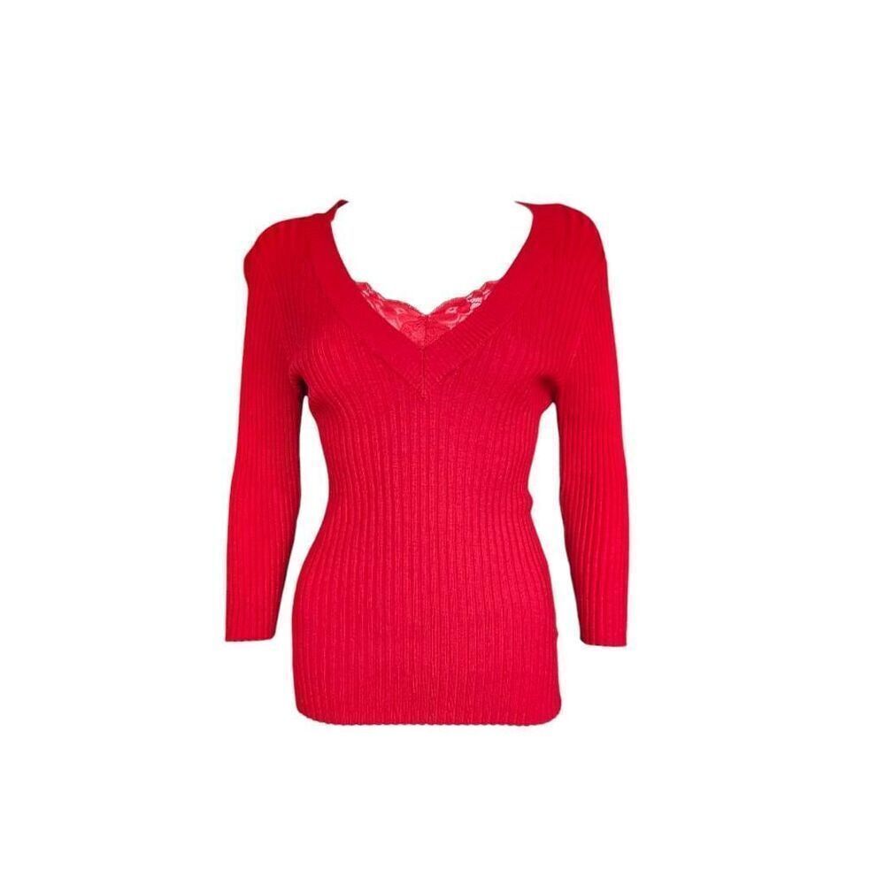 y2k faux-layered lace knit top